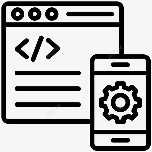 开发过程html编码软件开发图标svg_新图网 https://ixintu.com html编码 web开发 web编程 企业管理线图标 开发过程 软件开发