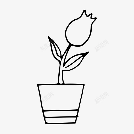 花盆室内植物自然图标svg_新图网 https://ixintu.com 室内植物 植物 自然 花盆