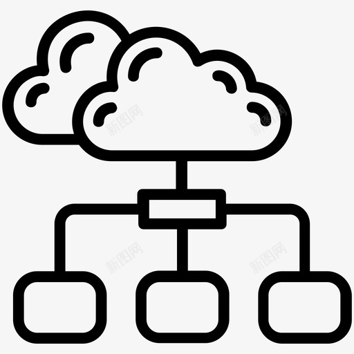 云连接云计算云技术图标svg_新图网 https://ixintu.com 云技术 云计算 云连接 互联网服务 数据中心 编程线图标