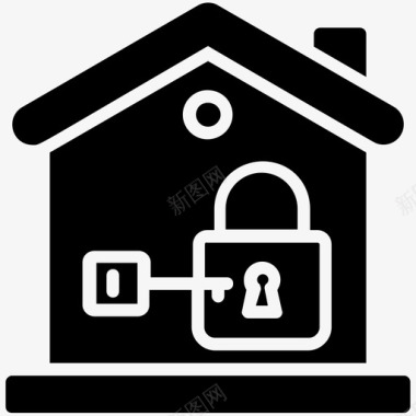 家庭锁家庭安全锁定的房子图标图标
