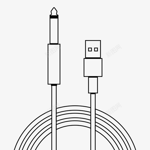 仪器到usb适配器电缆图标svg_新图网 https://ixintu.com 仪器到usb 电缆 电缆轮廓 计算机 适配器