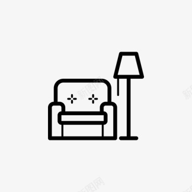沙发扶手椅台灯图标图标