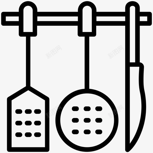 餐具炊具厨房用品图标svg_新图网 https://ixintu.com 厨房勺子 厨房用品 炊具 餐具 餐厅线图标