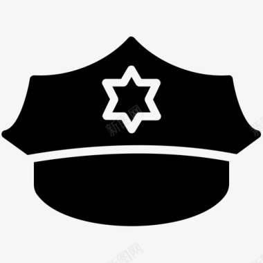 警察帽尖顶帽法律和正义雕文图标图标