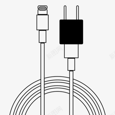 闪电墙充电器电缆iphone图标图标