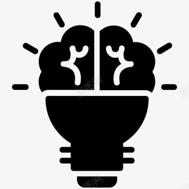 创意大脑创新理念企业管理字形图标图标