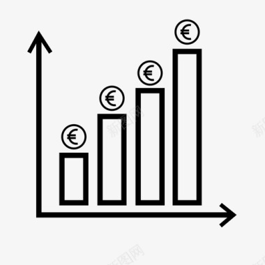 欧元图表条形图业务增长图标图标