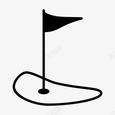 高尔夫球场旗帜图标图标