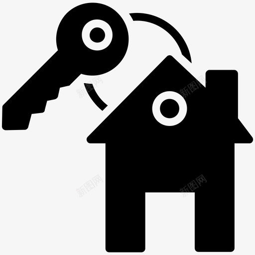房子钥匙门钥匙钥匙链图标svg_新图网 https://ixintu.com 安全 房地产符号图标 房子钥匙 钥匙链 门钥匙