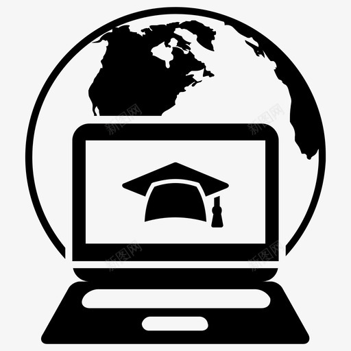 在线教育数字教育电子学习图标svg_新图网 https://ixintu.com 在线学习字形图标 在线学位 在线教育 教育技术 数字教育 电子学习