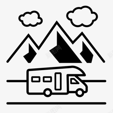 露营冒险山地图标图标