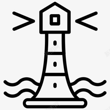 灯塔航海塔海船图标图标