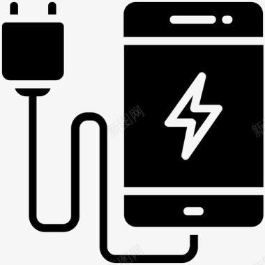 手机充电充电器电缆智能手机电池图标图标