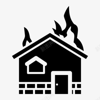 房屋火灾燃烧危险图标图标