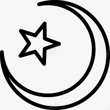 新月和星星宗教图标图标