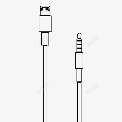 闪电到耳机适配器音频图标svg_新图网 https://ixintu.com 电缆 电缆轮廓 适配器 闪电到耳机 音频