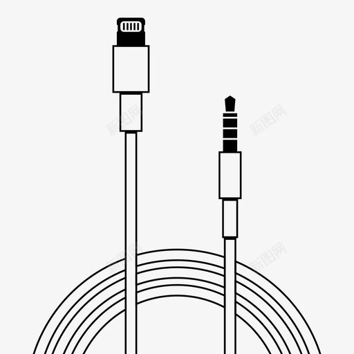 闪电到耳机适配器电缆图标svg_新图网 https://ixintu.com iphone 电缆 电缆轮廓 适配器 闪电到耳机