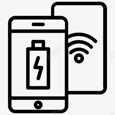 无线充电电池使用感应充电图标图标