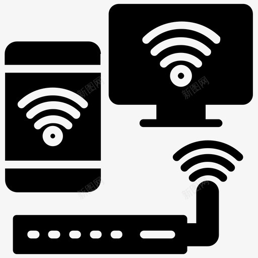 wifi连接网络连接wifi热点图标svg_新图网 https://ixintu.com wifi热点 wifi网络 wifi连接 人工智能字形图标 无线信号 网络连接