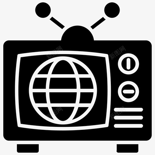 电视天线电视复古电视图标svg_新图网 https://ixintu.com 复古电视 天线电视 电视 电视机 网络和通信符号图标