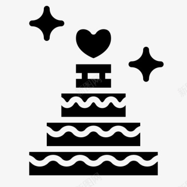 婚礼蛋糕甜点婚礼固体图标图标