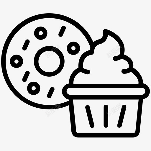 面包店项目烘焙项目纸杯蛋糕图标svg_新图网 https://ixintu.com 烘焙项目 甜点 甜甜圈 纸杯蛋糕 面包店项目 餐厅线图标