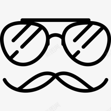 眼镜和胡子时髦风格直线型图标图标