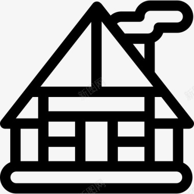 乡村住宅房屋类型线性图标图标