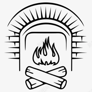 壁炉暖气木头图标图标