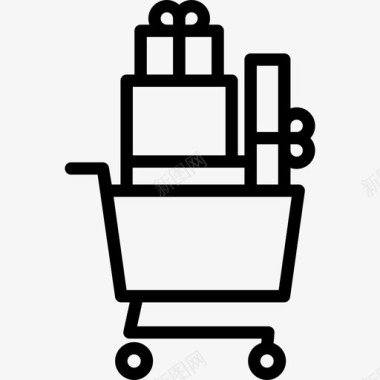 购物车与包装商业黑色星期五线工艺图标图标