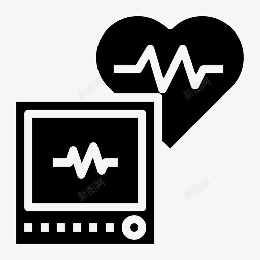 心跳监测脉搏图标svg_新图网 https://ixintu.com 医用固体 心跳 监测 脉搏 速率