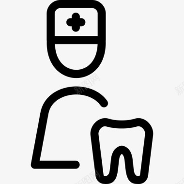 牙医工人和专业人士直系图标图标
