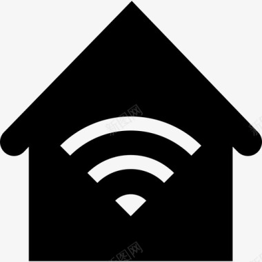 带Wifi楼宇无线网络的房屋图标图标