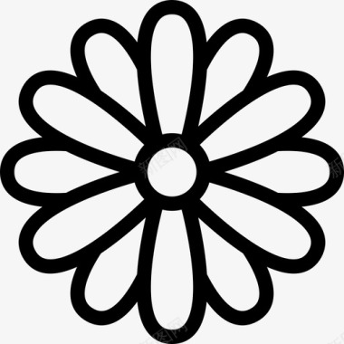 雏菊花和叶线形图标图标