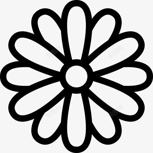雏菊花和叶线形图标svg_新图网 https://ixintu.com 线形 花和叶 雏菊