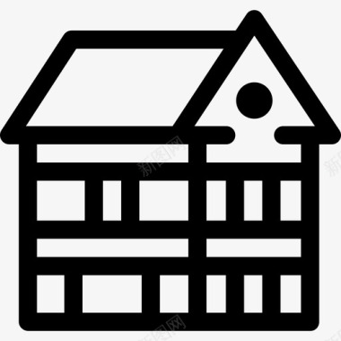 美国住宅房屋类型线性图标图标