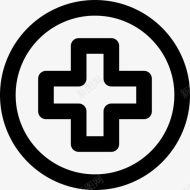 红十字会小型医院直线医院图标图标