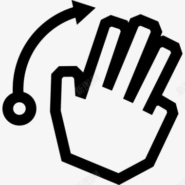 三个手指向右弹触摸触摸手势轮廓图标图标