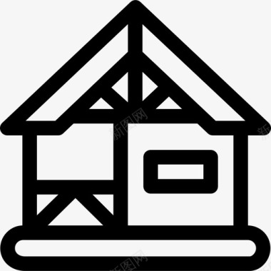 平房房屋类型线性图标图标