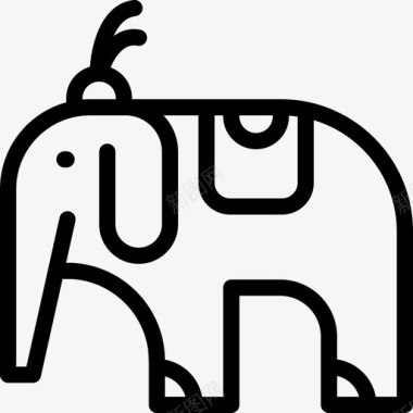 马戏团大象大马戏团直线图标图标