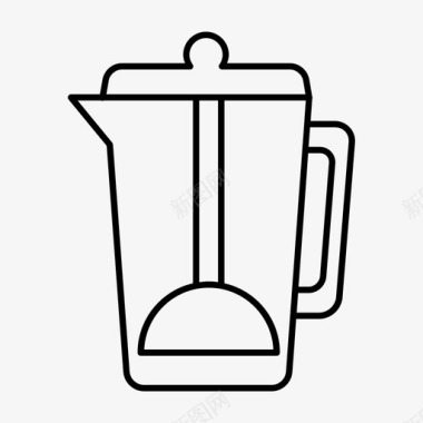 法式印刷机咖啡机图标图标