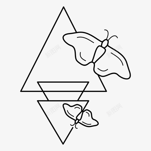 三角形和蝴蝶装饰纹身图标svg_新图网 https://ixintu.com 三角形和蝴蝶 纹身 装饰