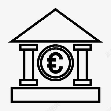 银行业务建设欧元图标图标
