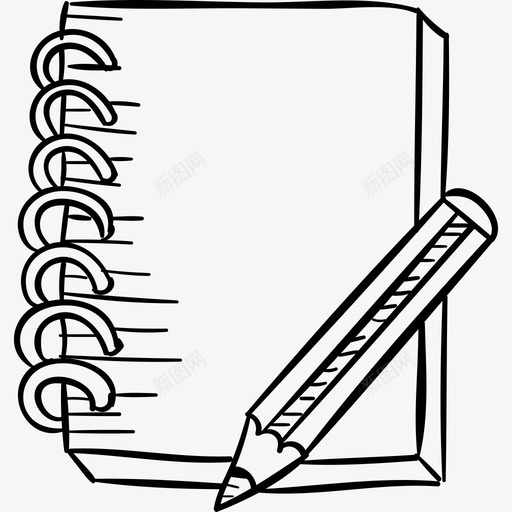 笔记本和铅笔学校手工制作黑色图标svg_新图网 https://ixintu.com 学校手工制作 笔记本和铅笔 黑色