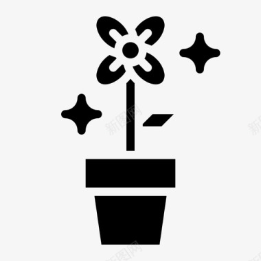 花卉园艺盆栽图标图标