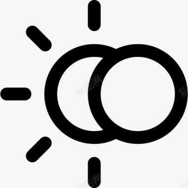 日食天气线性线性图标图标