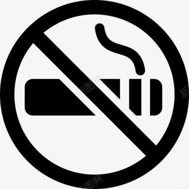 禁止吸烟地图和旗帜公共空间信号图标图标