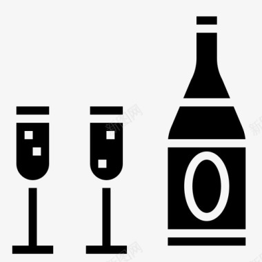 酒精香槟葡萄酒图标图标