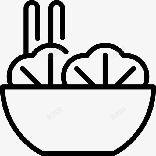 沙拉碗烧烤线工艺线状图标svg_新图网 https://ixintu.com 沙拉碗 烧烤线工艺 线状