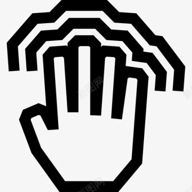 四个手指双击触摸触摸手势轮廓图标图标